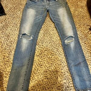 Trendy Blue Ripped Skinny Jeans